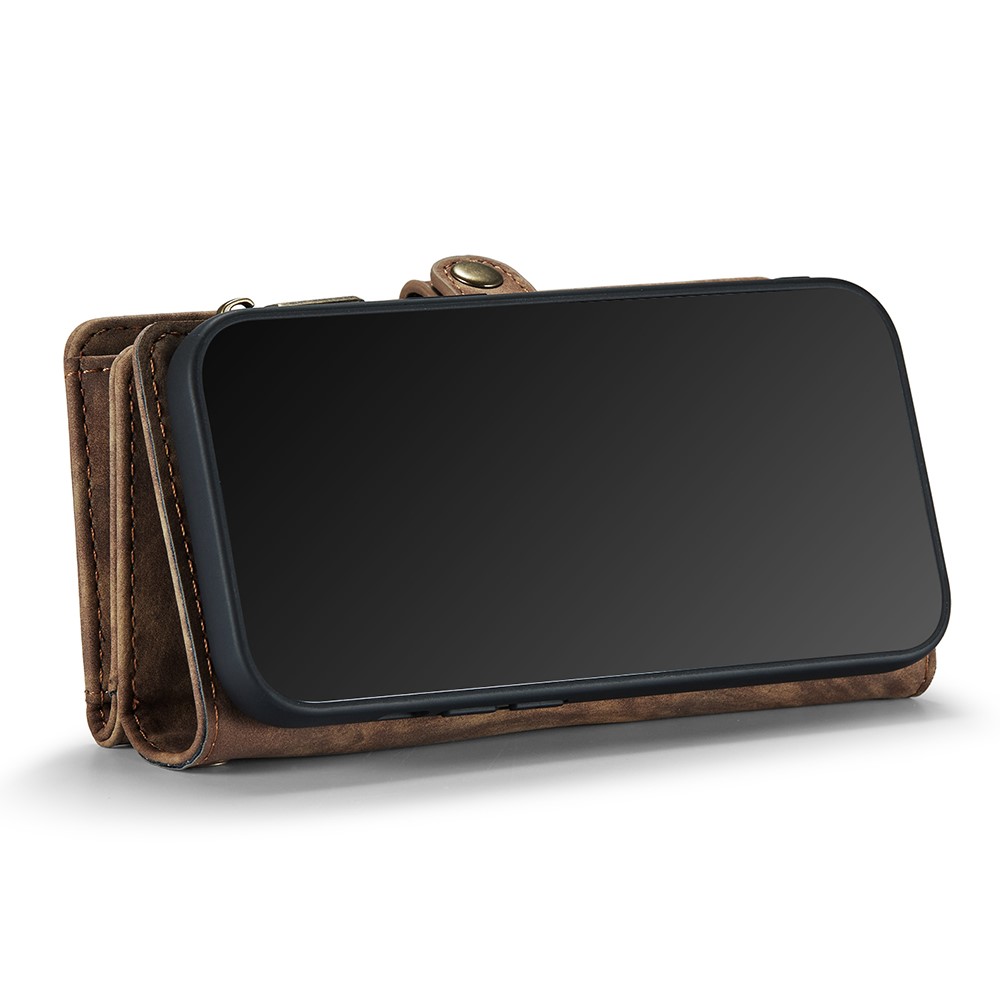 CASEME 2-in-1 PC Multi-Slot Geldbörse Vintage Split Leder Shell für iPhone 8 Plus / 7 plus - Braun-6