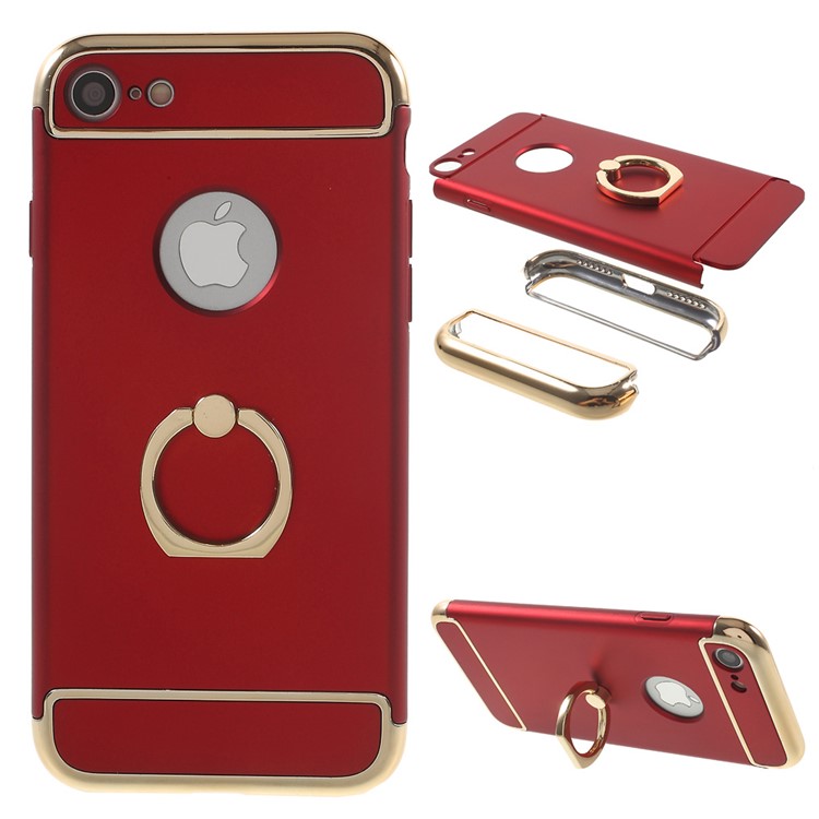 

For iPhone 7 4.7 inch / 8 4.7 inch Ring Finger Holder Stand Plastic Case Cover - Red