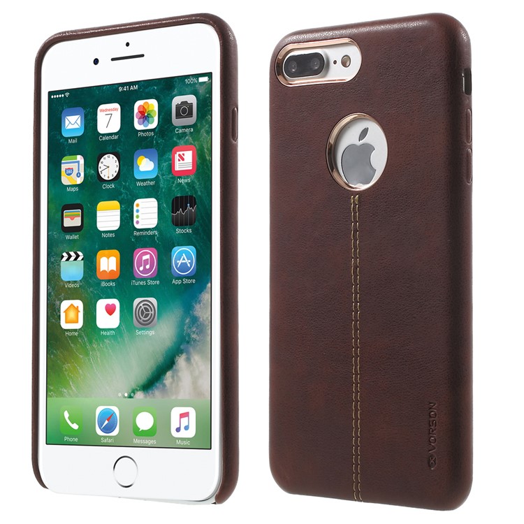 

VORSON Fashion Leather Coated Protector Case for iPhone 8 Plus / 7 Plus - Brown