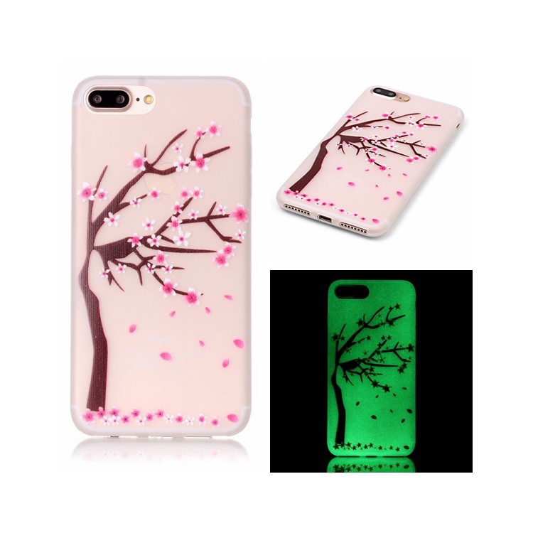 

TPU Luminous Glow Case for iPhone 8 Plus / 7 Plus 5.5 inch - Pink Flower Tree