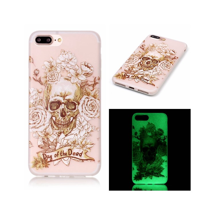 

Soft Luminous Glow TPU Case for iPhone 8 Plus / 7 Plus 5.5 inch - Skull and Roses