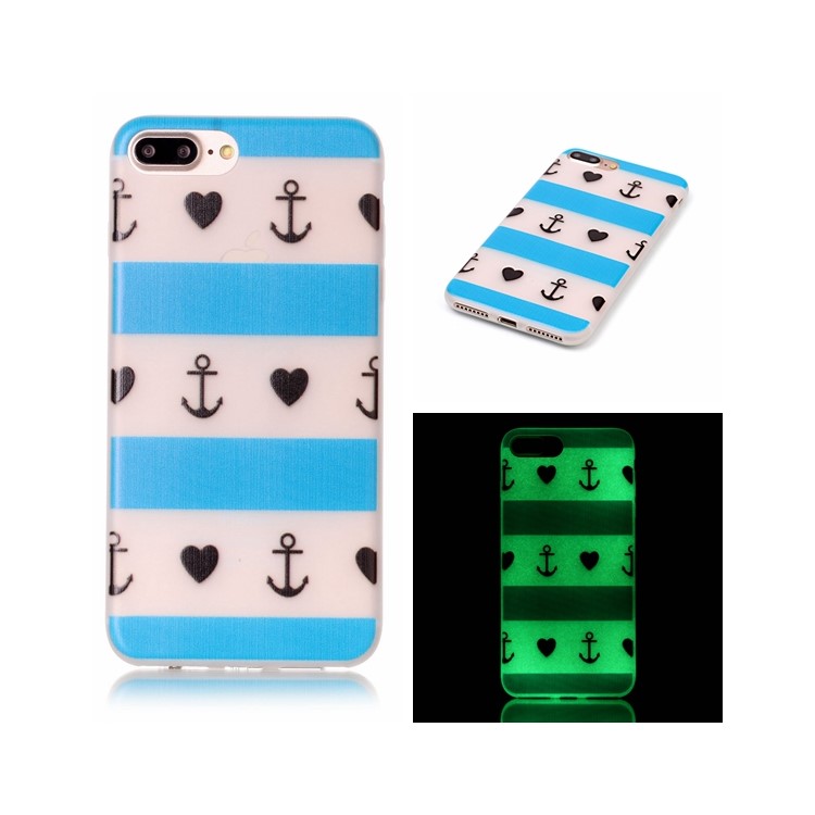 

Flexible Luminous Glow TPU Case for iPhone 8 Plus / 7 Plus 5.5 inch - Anchor, Heart and Stripe