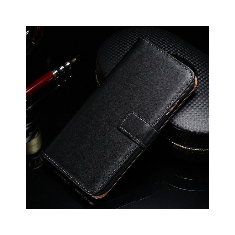 Split Genuine Leather Wallet Case for iPhone 7 Plus 5.5 Inch - Black-1