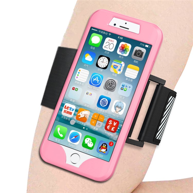 

Silicone Case Sports Armband for iPhone 8/7 4.7 with Light Reflection Stripe - Pink, iPhone 8
