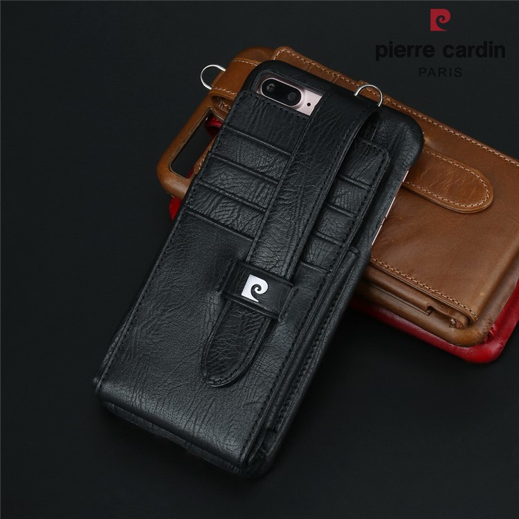 PIERRE CARDIN Echtes Leder Hard Back Case Kartenhalter für iPhone 8 Plus / 7 , 5 + - Braun-5