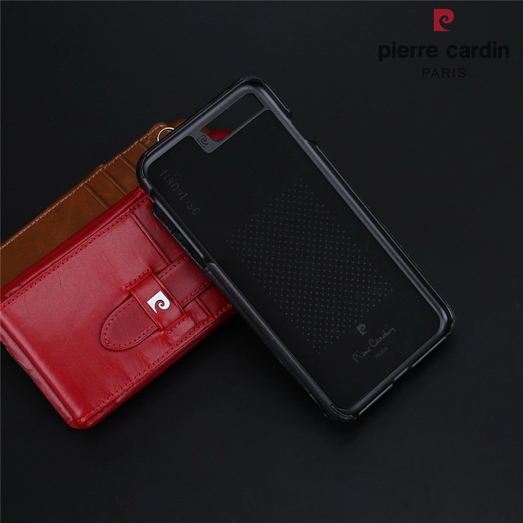 PIERRE CARDIN Echtes Leder Hard Back Case Kartenhalter für iPhone 8 Plus / 7 , 5 + - Braun-7