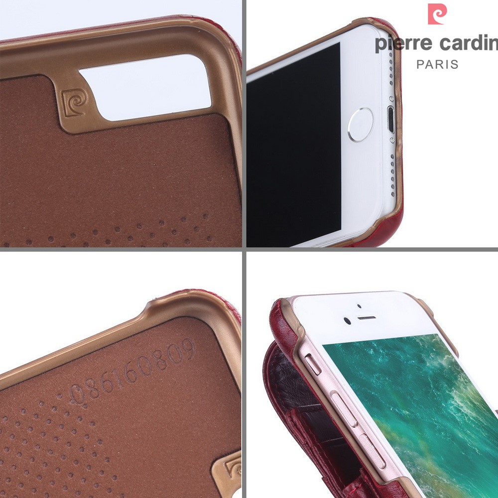 PIERRE CARDIN Echtleder Beschichtet Hardcover Kartenhalter Für IPhone 8 4.7 Zoll / 7 4,7 Zoll - Braun-4
