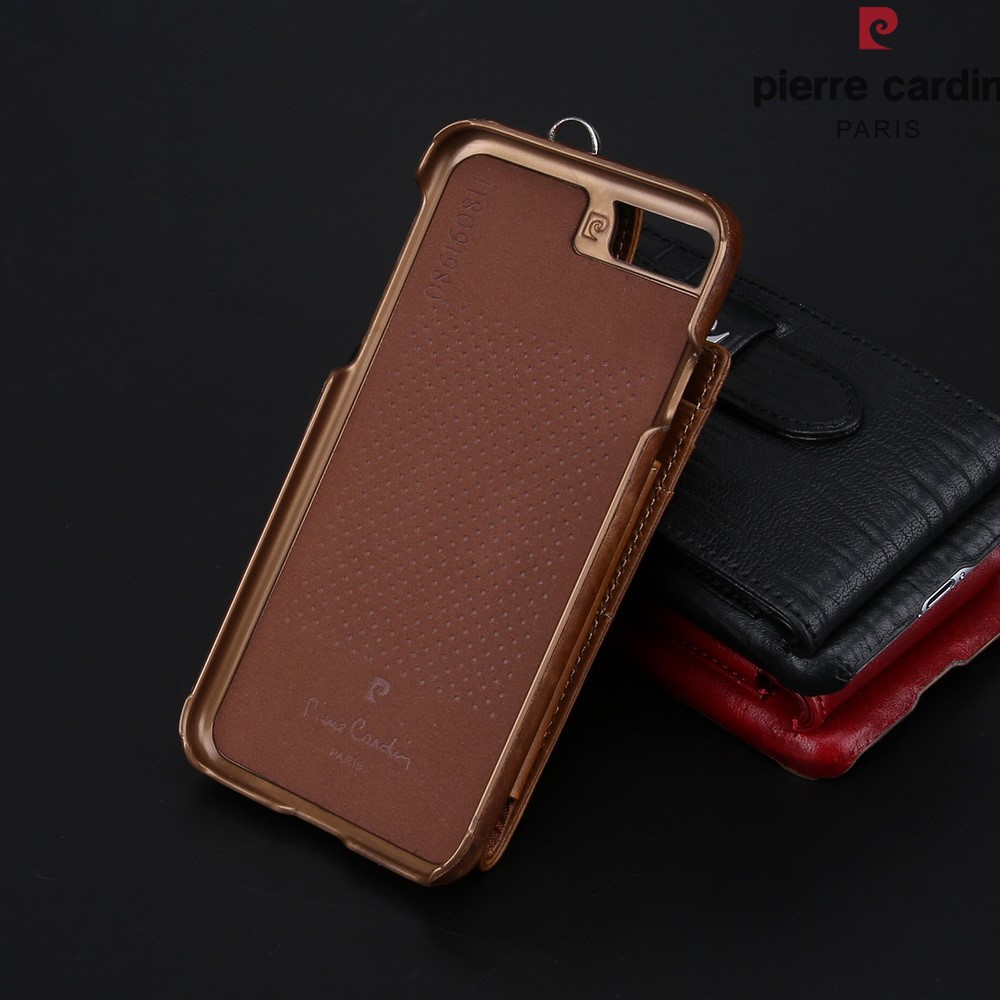 PIERRE CARDIN Echtleder Beschichtet Hardcover Kartenhalter Für IPhone 8 4.7 Zoll / 7 4,7 Zoll - Braun-6