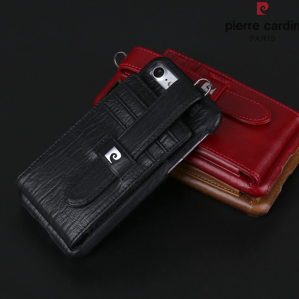 PIERRE CARDIN Echtleder Beschichtet Hardcover Kartenhalter Für IPhone 8 4.7 Zoll / 7 4,7 Zoll - Braun-8