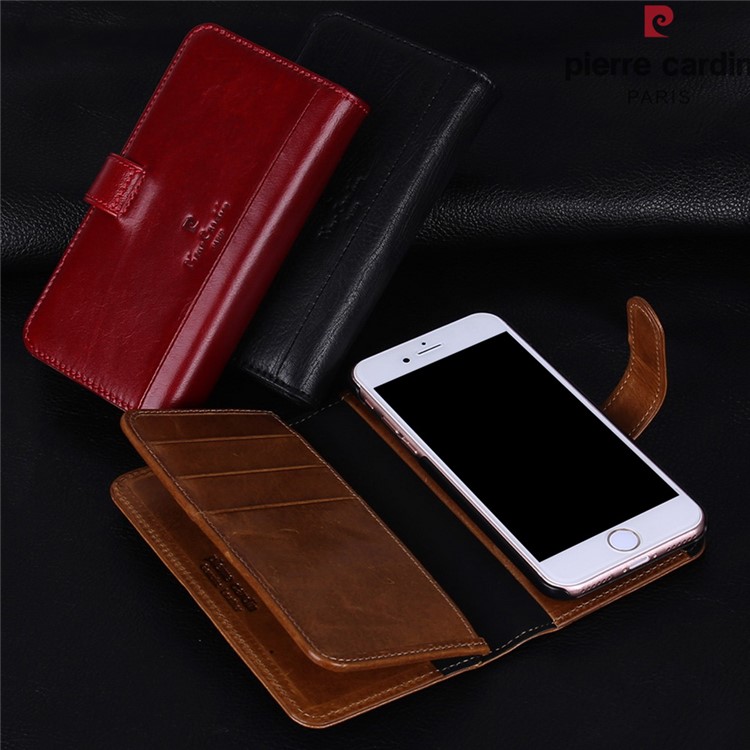 PIERRE CARDIN Чехол из натуральной кожи с 8 слотами для карт для iPhone 7 4.7 дюймов - черный-14