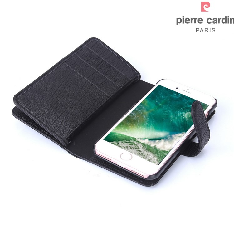 PIERRE CARDIN Чехол из натуральной кожи с 8 слотами для карт для iPhone 7 4.7 дюймов - черный-7