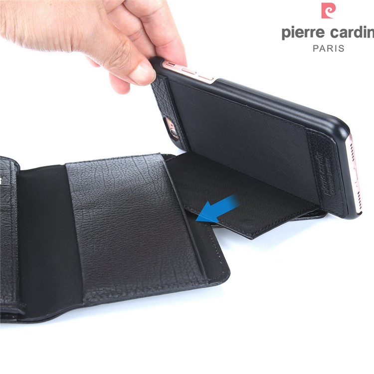 PIERRE CARDIN Чехол из натуральной кожи с 8 слотами для карт для iPhone 7 4.7 дюймов - черный-9