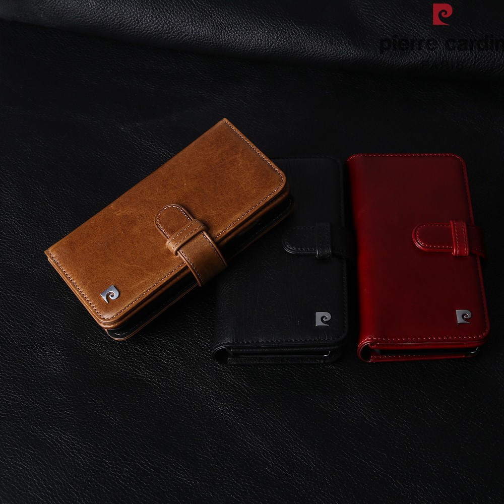 PIERRE CARDIN Echtes Leder Cover mit mehrfachen Geldbörsen Kartenslots für iPhone 7 - Rot-12