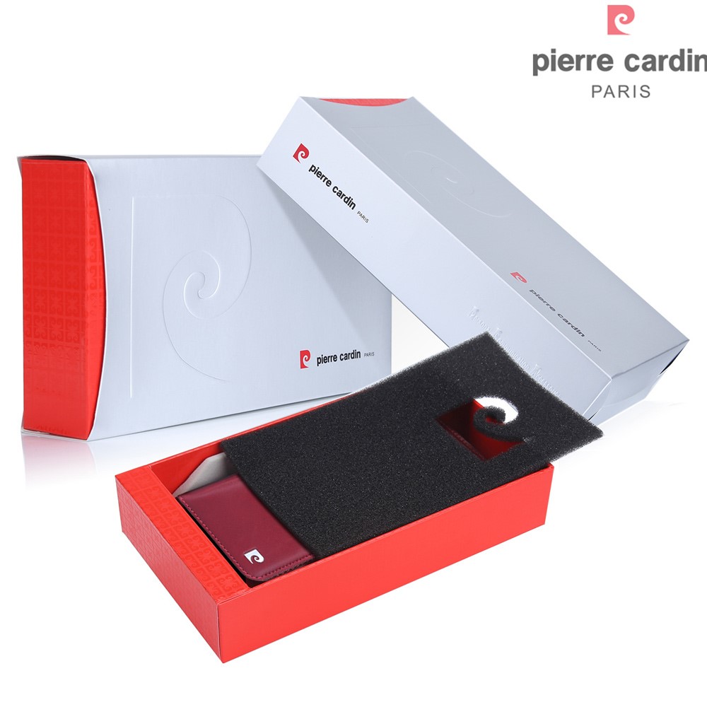 PIERRE CARDIN Echtes Leder Cover mit mehrfachen Geldbörsen Kartenslots für iPhone 7 - Rot-14