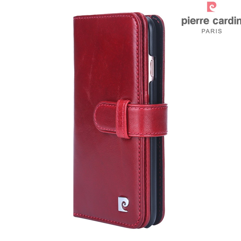PIERRE CARDIN Echtes Leder Cover mit mehrfachen Geldbörsen Kartenslots für iPhone 7 - Rot-2