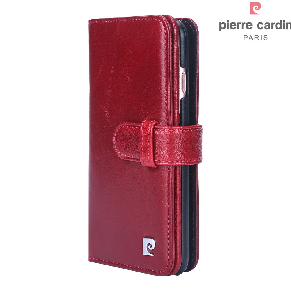 Pierre Cardin Copertura in Pelle Genuina Con Slot Per Schede a Portafoglio Multiplo Per Iphone 7/8/SE (2020)/SE (2022) - Rosso