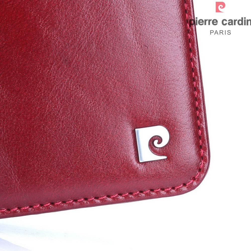 PIERRE CARDIN Echtes Leder Cover mit mehrfachen Geldbörsen Kartenslots für iPhone 7 - Rot-4