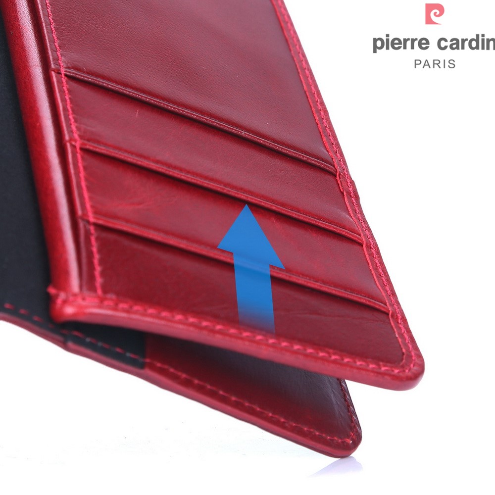 PIERRE CARDIN Echtes Leder Cover mit mehrfachen Geldbörsen Kartenslots für iPhone 7 - Rot-7