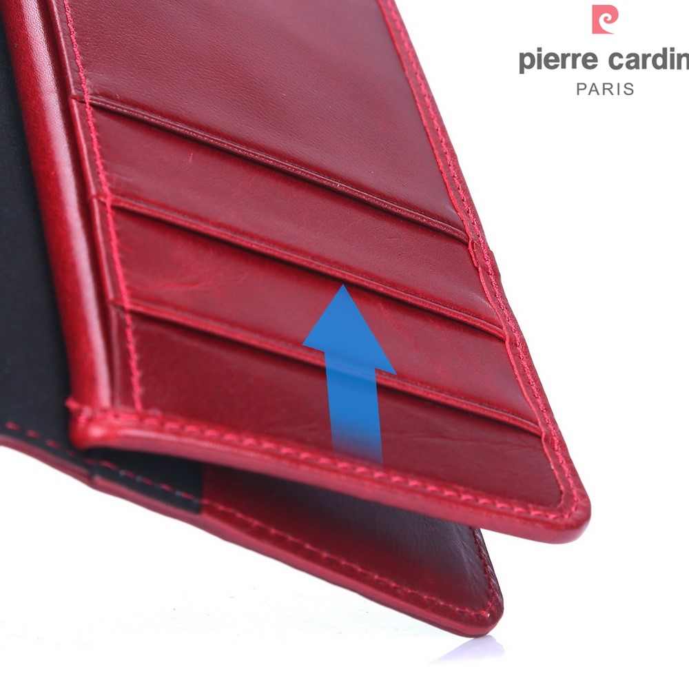 Pierre Cardin Copertura in Pelle Genuina Con Slot Per Schede a Portafoglio Multiplo Per Iphone 7/8/SE (2020)/SE (2022) - Rosso