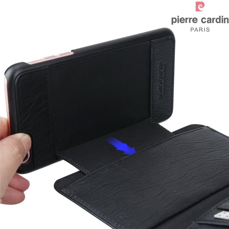 PIERRE CARDIN Wallet Bolsa em Couro Genuíno para iPhone 7 Plus 5.5 Inch - Preto-10
