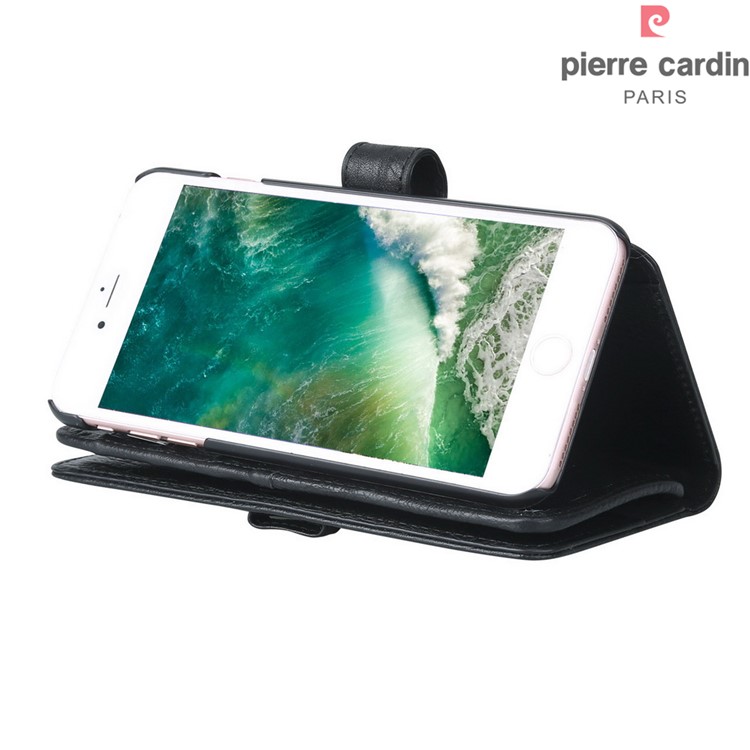PIERRE CARDIN Wallet Bolsa em Couro Genuíno para iPhone 7 Plus 5.5 Inch - Preto-7