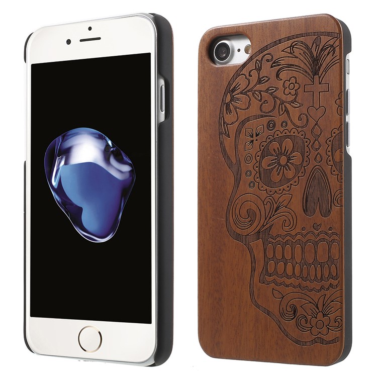 

Carved Pattern Real Wood Skin Hard Back Case for iPhone 8 4.7 inch / 7 4.7 inch - Sugar Skull, iPhone 8