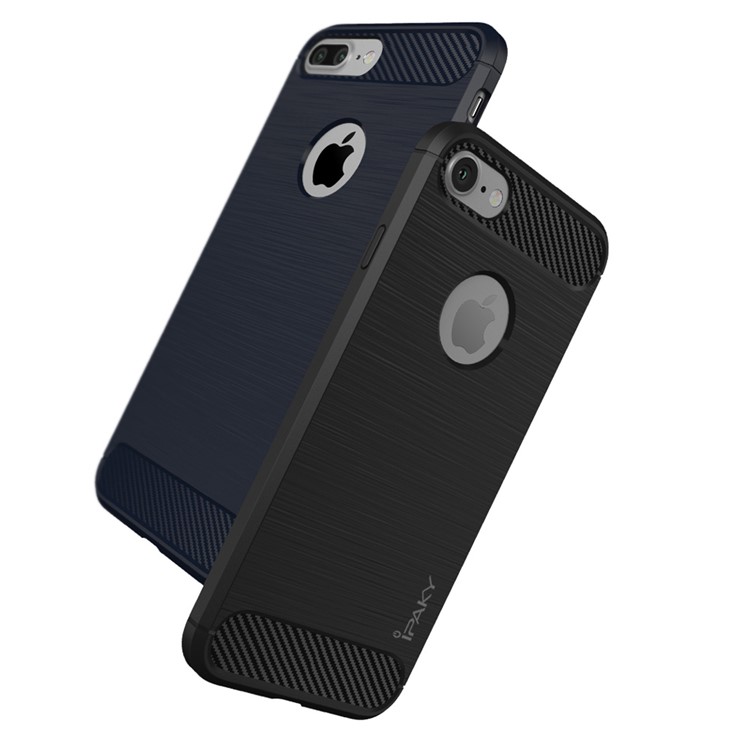 IPAKY Brushed TPU Case for iPhone 8 Plus / 7 Plus 5.5 with Carbon Fiber Decorated - Black-5