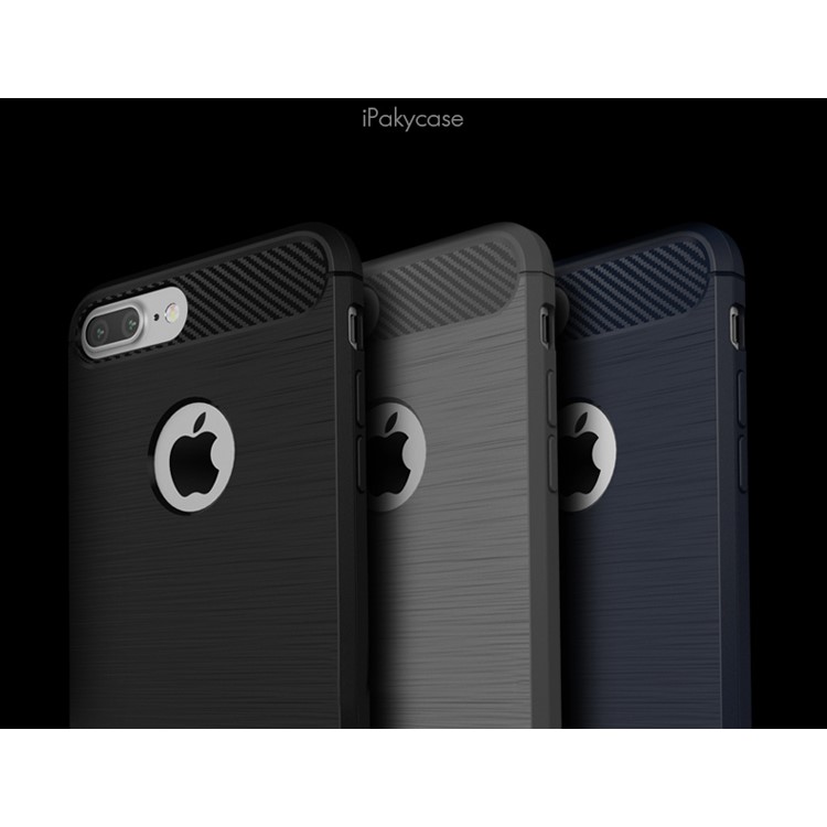 IPAKY Brushed TPU Case for iPhone 8 Plus / 7 Plus 5.5 with Carbon Fiber Decorated - Black-6