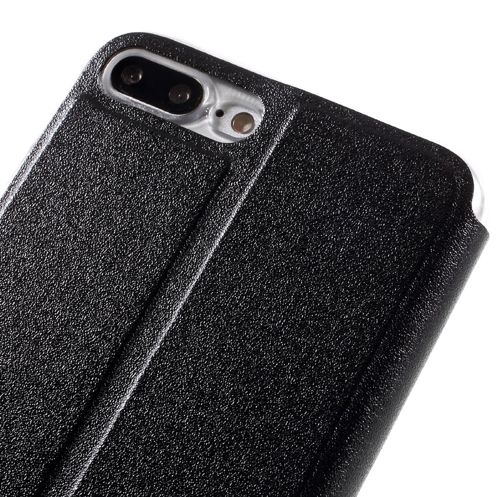 Slider to Answer Leather Stand Case for iPhone 8 Plus / 7 Plus with View Window - Black-8