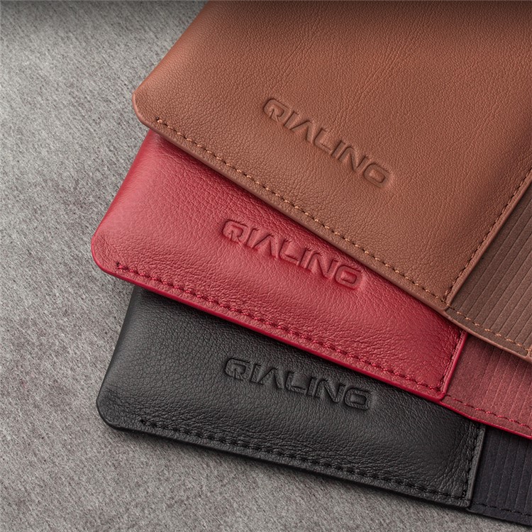 QIALINO Genuine Leather Wallet Pouch Phone Case for iPhone 8 / 7 4.7 inch - Black-4