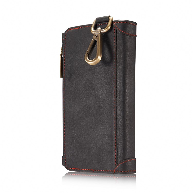 CASEME for iPhone 8 / 7 Metal Clip Wallet Retro Split Leather Cover + Detachable Inner Case - Black-3