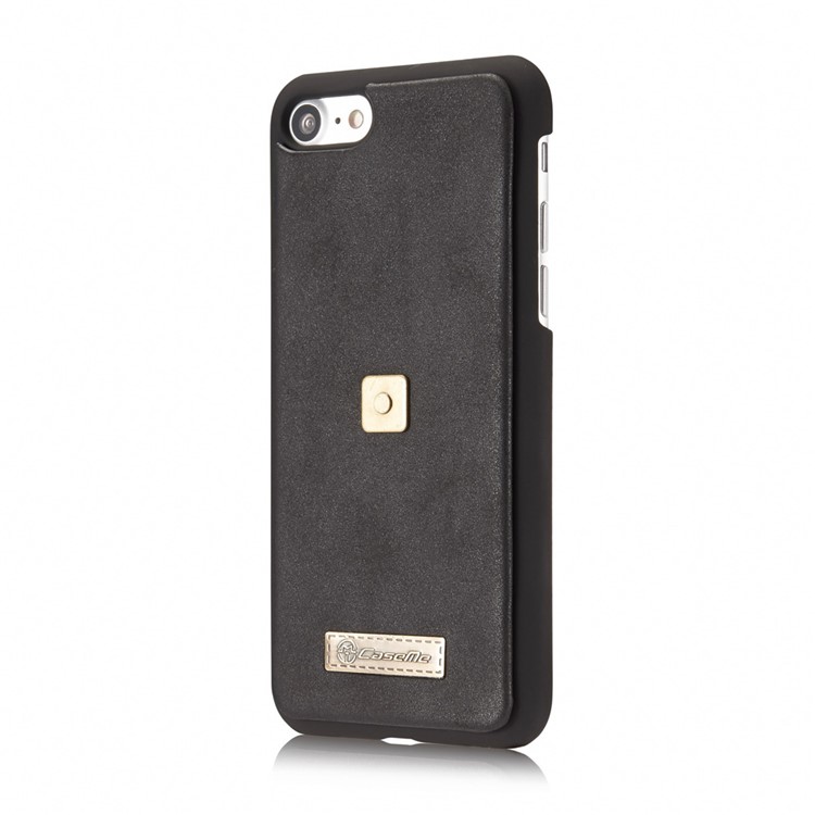 CASEME for iPhone 8 / 7 Metal Clip Wallet Retro Split Leather Cover + Detachable Inner Case - Black-4