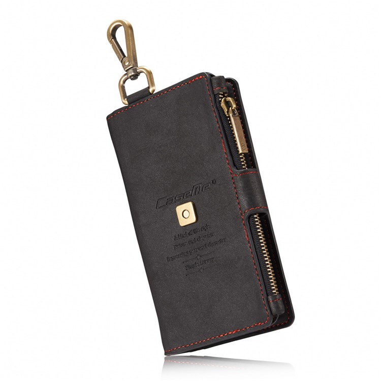 CASEME for iPhone 8 / 7 Metal Clip Wallet Retro Split Leather Cover + Detachable Inner Case - Black-5