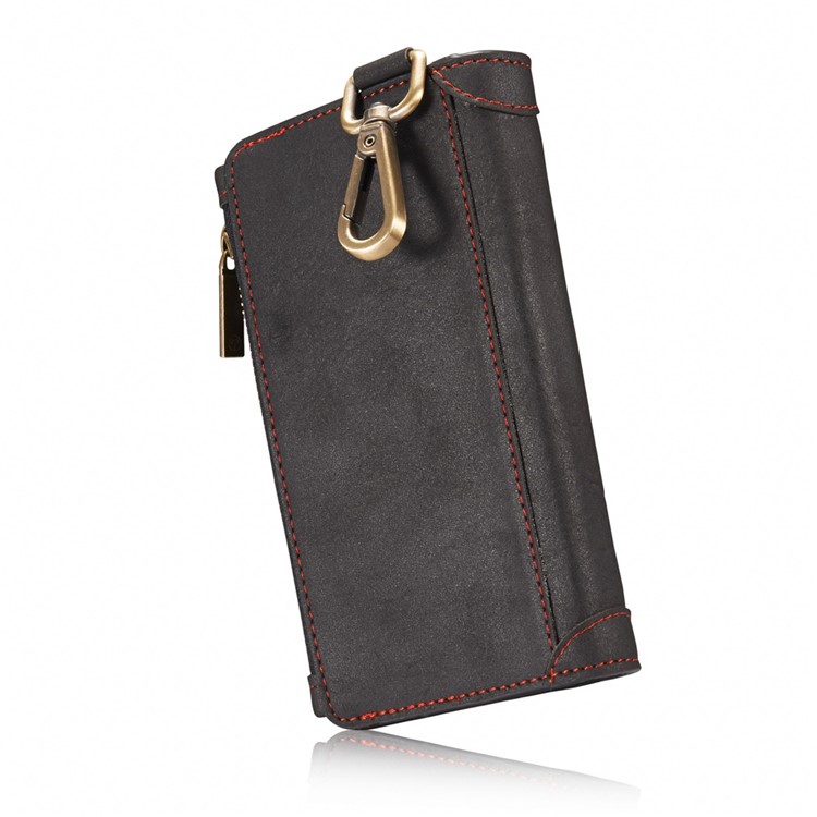 CASEME for iPhone 8 / 7 Metal Clip Wallet Retro Split Leather Cover + Detachable Inner Case - Black-6