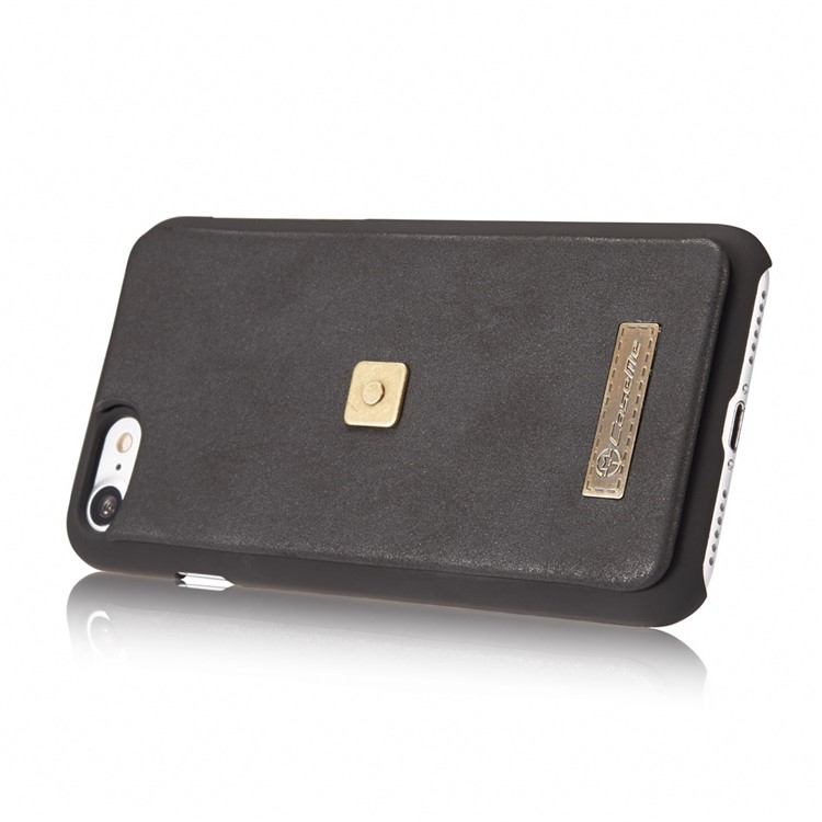 CASEME for iPhone 8 / 7 Metal Clip Wallet Retro Split Leather Cover + Detachable Inner Case - Black-7