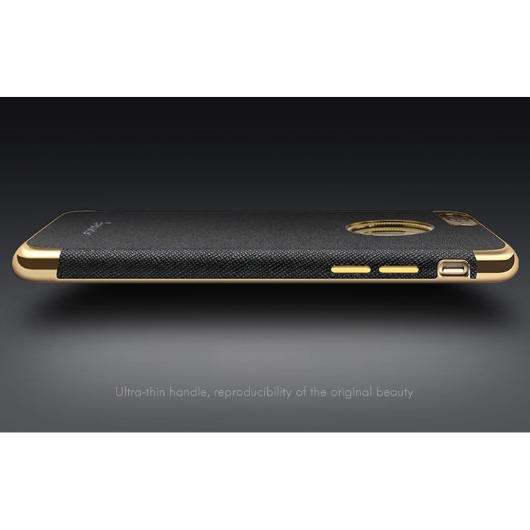 IPAKY Cross Texture Leather Coated Plating TPU Case for iPhone 7 Plus 5.5 - Black-4
