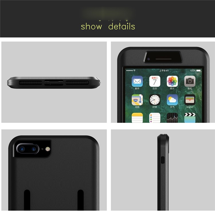 Silicone Gehäuse Schweiß-Beweis Sports Armband für iPhone 8 Plus / 7 Plus - Schwarz-10