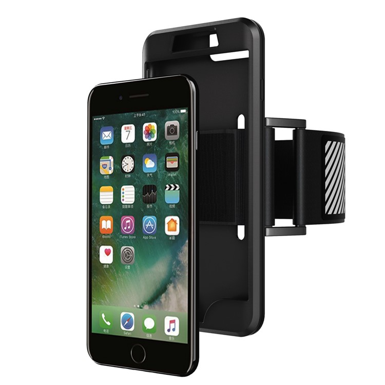Silicone Gehäuse Schweiß-Beweis Sports Armband für iPhone 8 Plus / 7 Plus - Schwarz-11