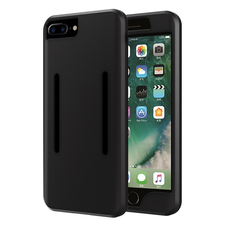 Silicone Gehäuse Schweiß-Beweis Sports Armband für iPhone 8 Plus / 7 Plus - Schwarz-12