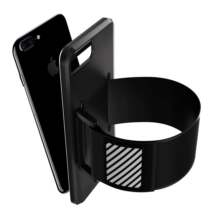 Silicone Gehäuse Schweiß-Beweis Sports Armband für iPhone 8 Plus / 7 Plus - Schwarz-7