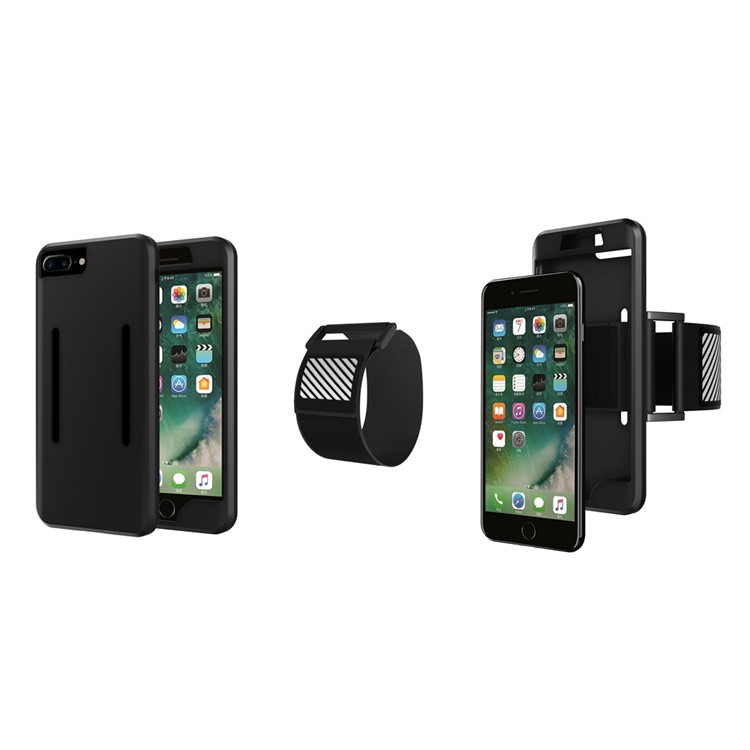 Silicone Gehäuse Schweiß-Beweis Sports Armband für iPhone 8 Plus / 7 Plus - Schwarz-9