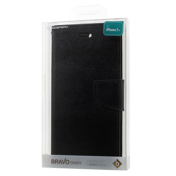 MERCURY GOOSPERY Bolsa de couro Bravo Diary Wallet para iPhone 8 Plus / 7 Plus - negro-11