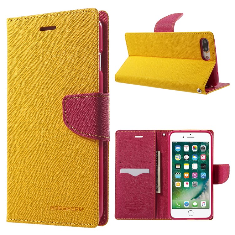

MERCURY GOOSPERY Leather Stand Cover with Card Slots for iPhone 8 Plus / 7 Plus - Yellow
