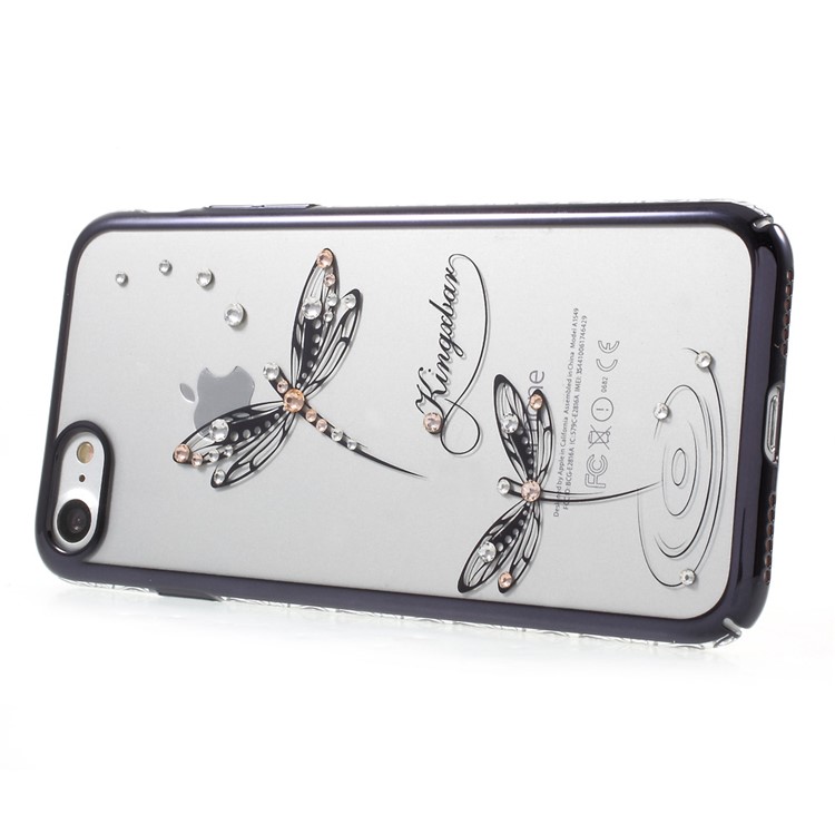 KINGXBAR Authorized Swarovski Clear Hard Case for iPhone 7 - Black Edge / Jade Dragonfly-3