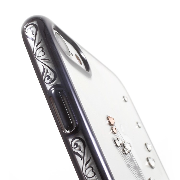 KINGXBAR Authorized Swarovski Clear Hard Case for iPhone 7 - Black Edge / Jade Dragonfly-6