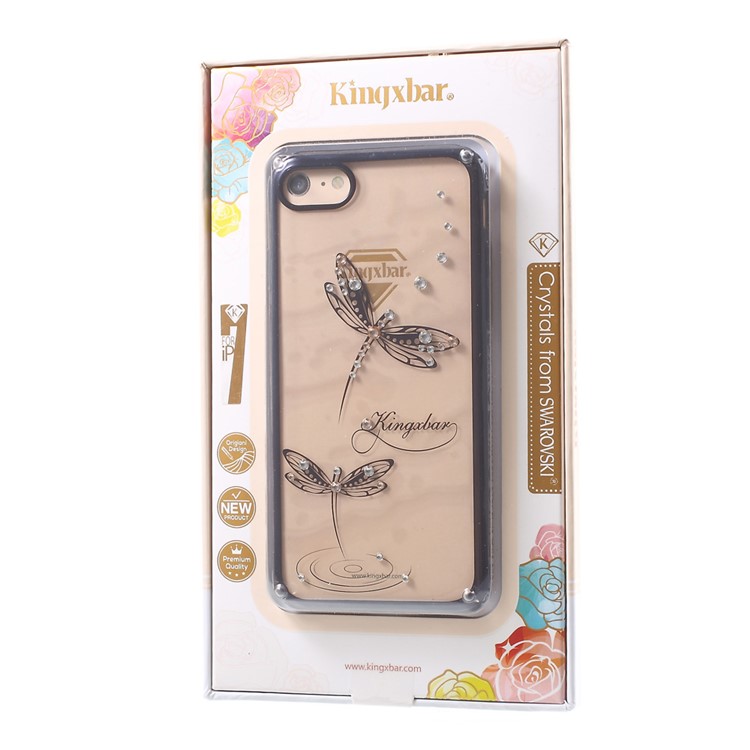 KINGXBAR Authorized Swarovski Clear Hard Case for iPhone 7 - Black Edge / Jade Dragonfly-8