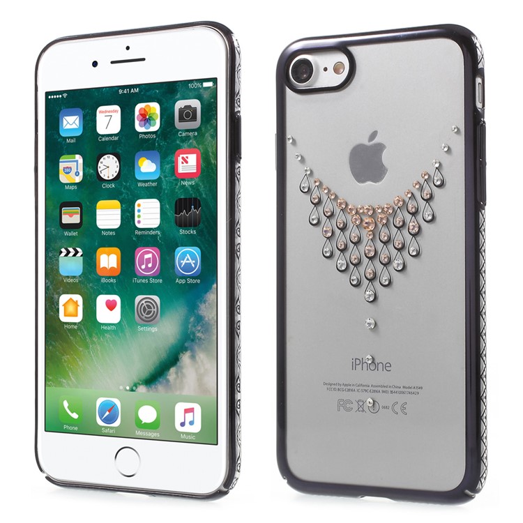 

KINGXBAR Authorized Swarovski Clear Hard Shell for iPhone 8 7 - Black Edge / Star of the Sky