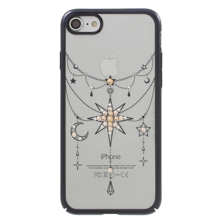 KINGXBAR Authorised Swarovski Diamond Plating Hard Cover for iPhone 7 4.7 (Balck Edge) - Star-1