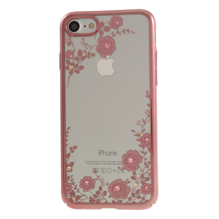 KAVARO Blumen Muster Swarovski Rose Gold überzogene Telefon Fall für iPhone 8/7 - Aufgang Gold-2