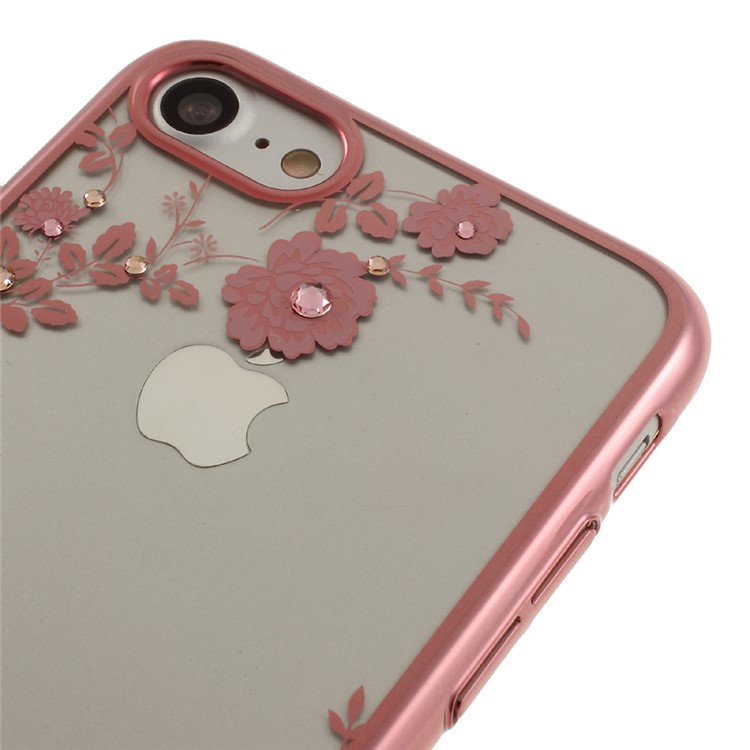 KAVARO Blumen Muster Swarovski Rose Gold überzogene Telefon Fall für iPhone 8/7 - Aufgang Gold-3